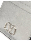 V Logo Signature Metallic Card Wallet Silver - VALENTINO - BALAAN 5