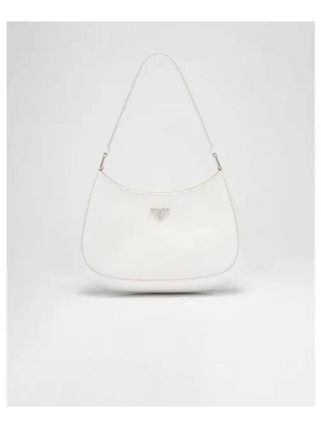 Triangular Logo Cleo Brushed Leather Shoulder Bag White - PRADA - BALAAN.
