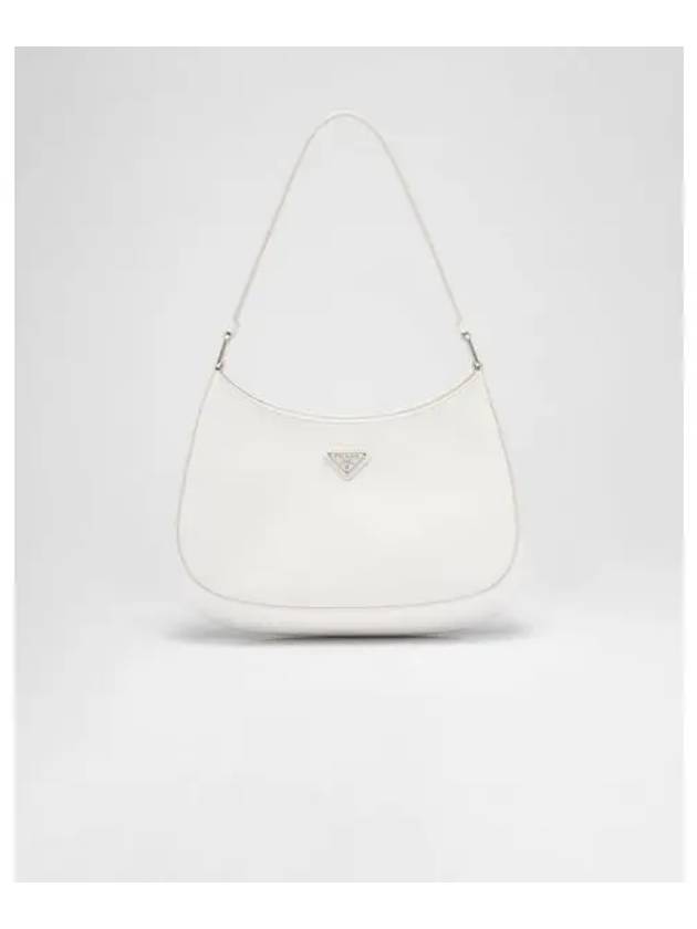 Triangular Logo Cleo Brushed Leather Shoulder Bag White - PRADA - BALAAN 2