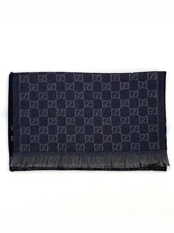 two-tone wool muffler charcoal black - GUCCI - BALAAN.