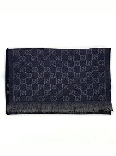 GG Reversible Line Wool Muffler Black - GUCCI - BALAAN 1