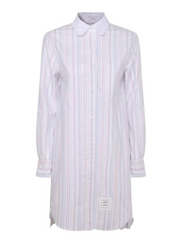 Pleated Back Striped Oxford Short Dress - THOM BROWNE - BALAAN 4