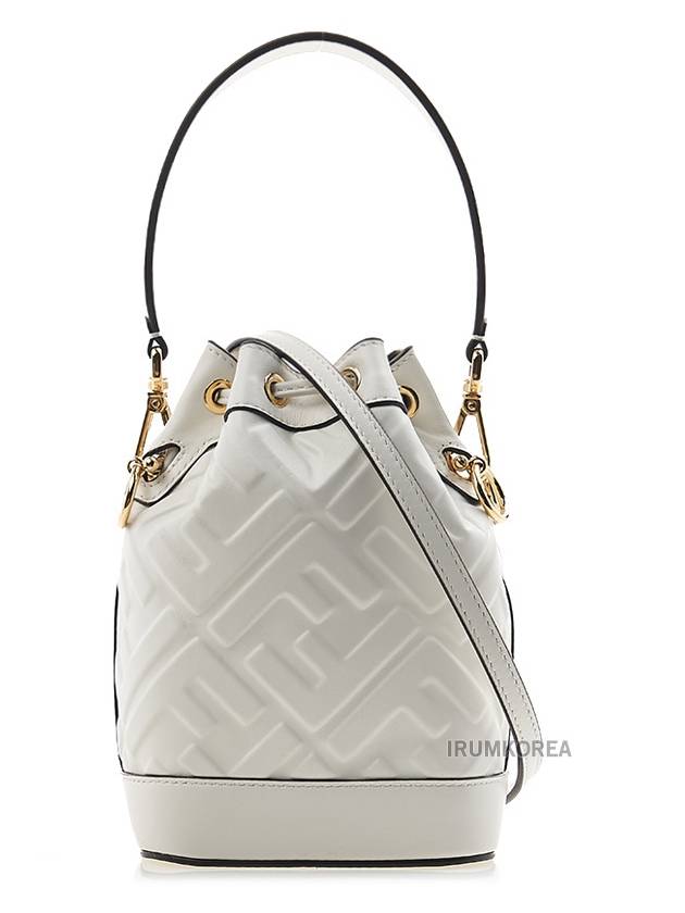 Mon Tresor FF Motif Leather Mini Bucket Bag White - FENDI - BALAAN 4