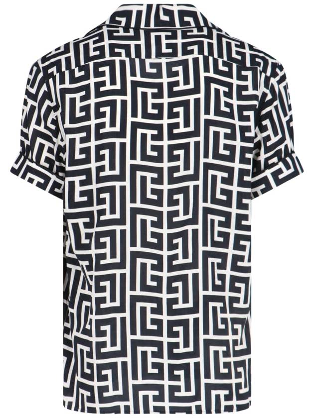 Monogram Print Short Sleeve Shirt Black - BALMAIN - BALAAN 3