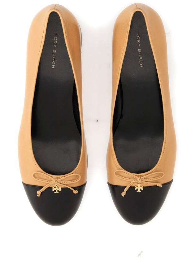 Cap Toe Logo Nappa Leather Pumps Beige - TORY BURCH - BALAAN 6