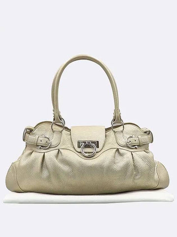 Ferragamo 21 5370 silver leather shoulder bag with Gancini logo decoration - SALVATORE FERRAGAMO - BALAAN 1