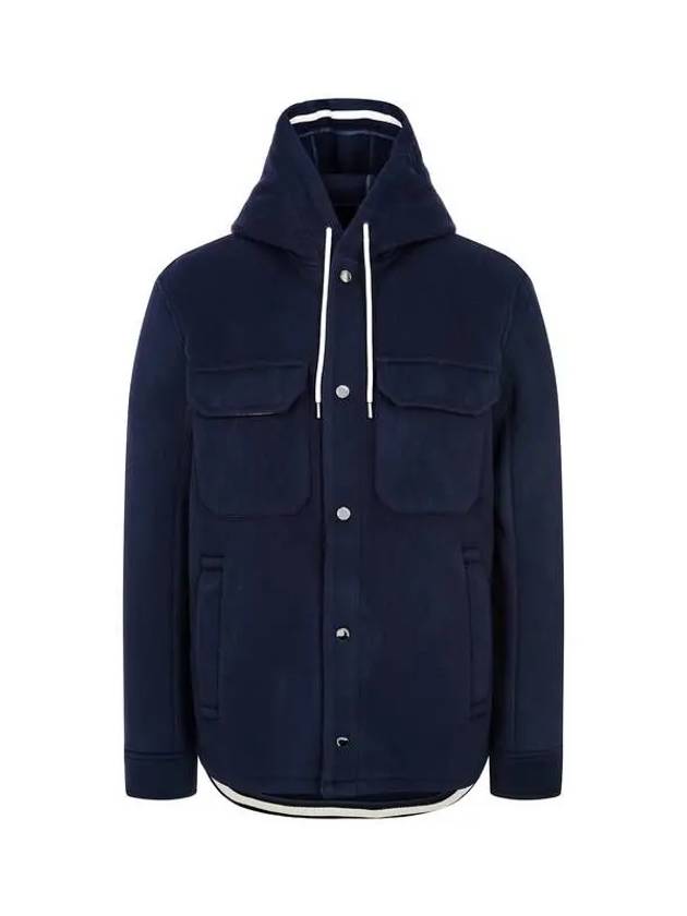 Men s Soft Brushed Wool Hooded Jacket Navy 271349 - EMPORIO ARMANI - BALAAN 1