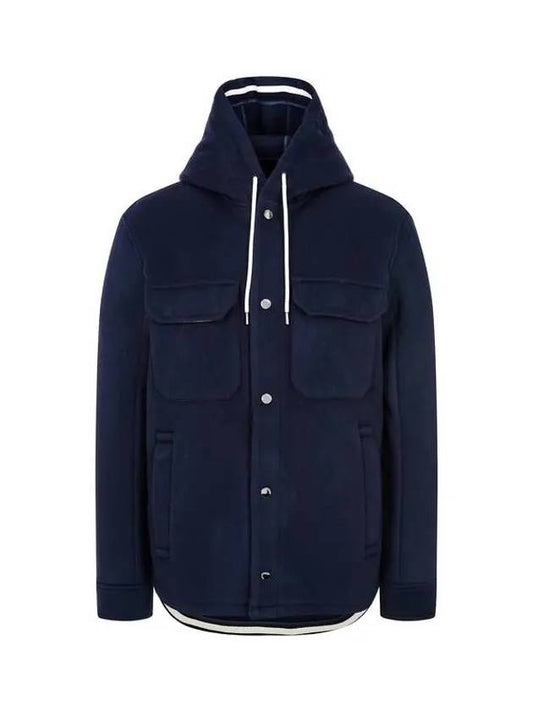 Men s Soft Brushed Wool Hooded Jacket Navy 271349 - EMPORIO ARMANI - BALAAN 1