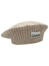 Logo Rib Edge Wool Beret Sand - GANNI - BALAAN 2