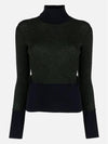 Women's Wool Rib Turtleneck Dark Green - THOM BROWNE - BALAAN 3