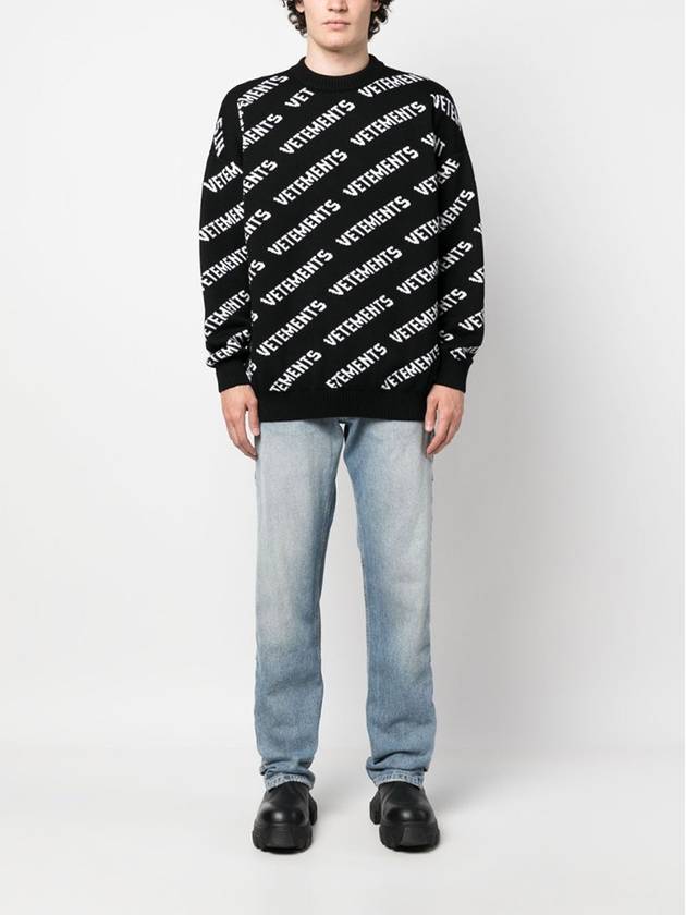 Overfit All-Over Logo Knit Top Black - VETEMENTS - BALAAN 4