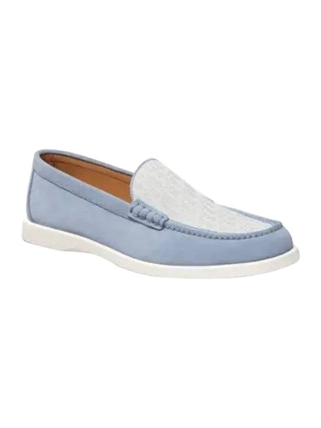 Granville Loafers Blue Suede and Gray White Oblique Jacquard - DIOR - BALAAN 1