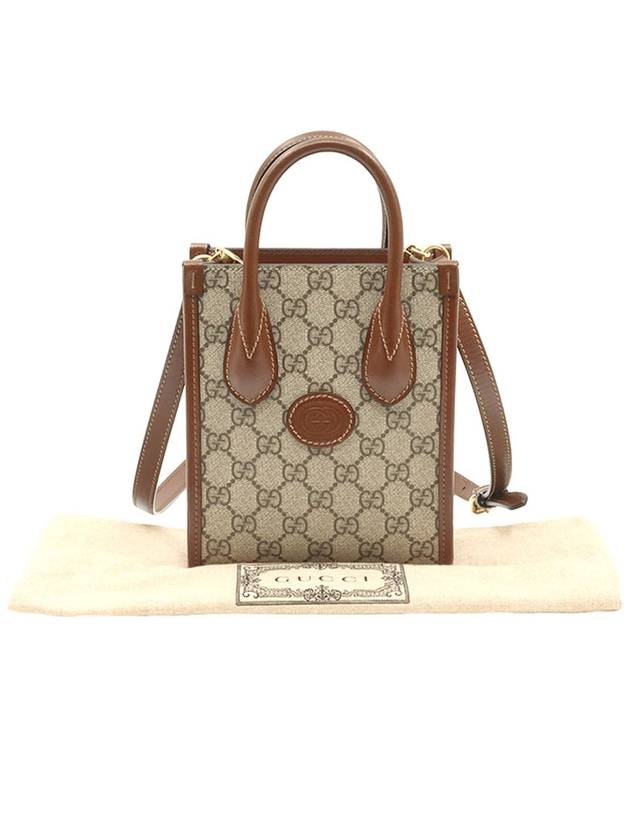 GG Supreme Canvas Brown Leather Interlocking G Mini Tote 2WAY 671623 - GUCCI - BALAAN 2