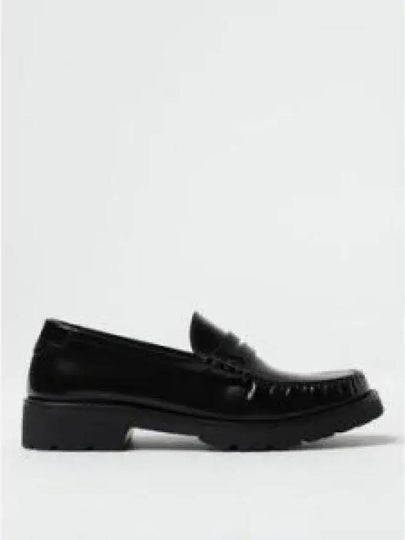 Women's Chunky Penny Slippers Smooth Leather Loafers Black - SAINT LAURENT - BALAAN 2