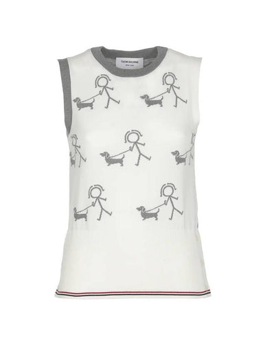 Funmix Mrs Tom Walking Print Sleeveless Knit Top - THOM BROWNE - BALAAN 1