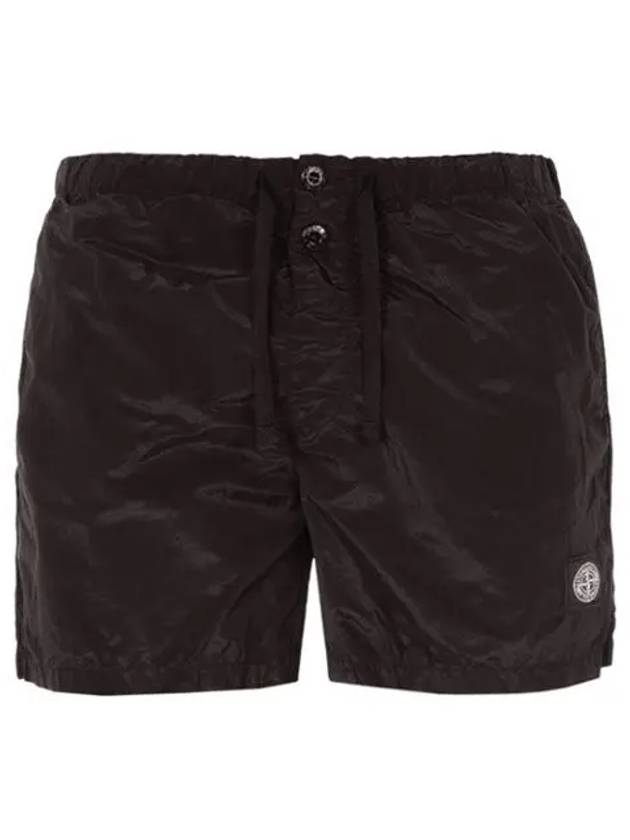 Logo Patch Swim Shorts Black - STONE ISLAND - BALAAN.