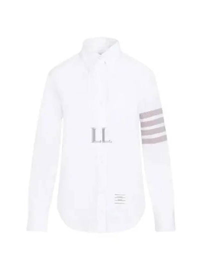 4 Bar Striped Cotton Long Sleeve Shirt White - THOM BROWNE - BALAAN 2