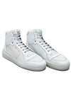 Men's SL24 Used-Look Perforated Leather Mid Top Sneakers White - SAINT LAURENT - BALAAN 4