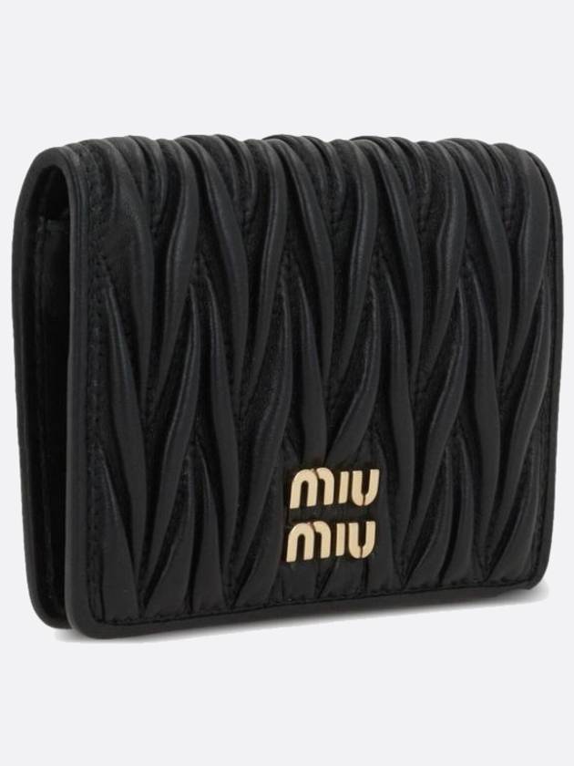 Matelasse Small Napa Leather Half Wallet Black - MIU MIU - BALAAN 3