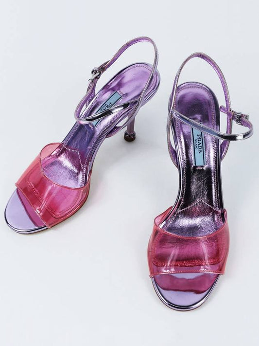 Women's Metallic Sandals Slingback Heel 1X457L - PRADA - BALAAN 1