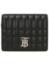 Lola Folding Small Quilted Leather Card Wallet Black Palladium - BURBERRY - BALAAN 2