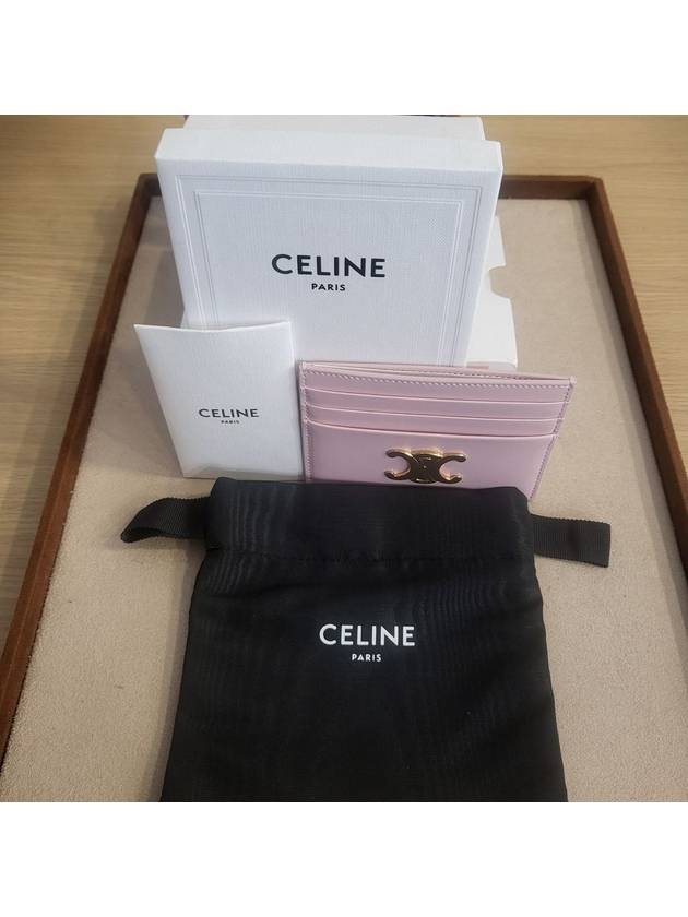 Triomphe Shiny Calfskin Card Wallet Pink - CELINE - BALAAN 4