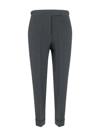 Women's Low Rise Formal Wool Pants Grey - THOM BROWNE - BALAAN 1