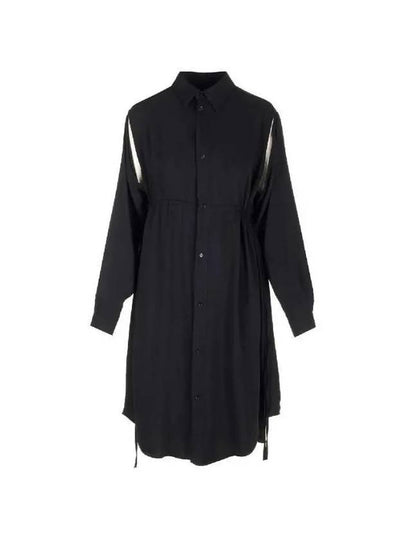 Cut-Out Detail Shirt Midi Dress Black - MAISON MARGIELA - BALAAN 2