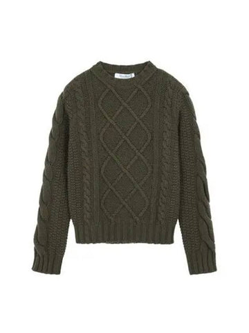 knit women cable olive - MAX MARA - BALAAN 1