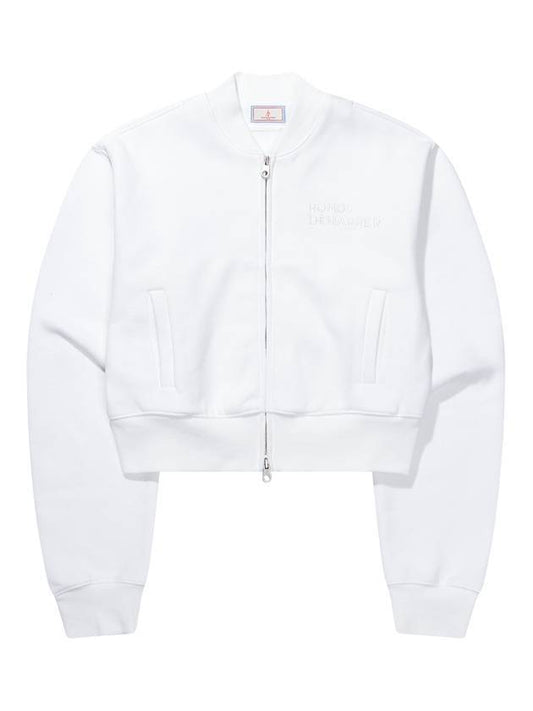 Bold Embroidery Logo Crop Zip-up Jacket White - ROND&DEMARRER - BALAAN 1