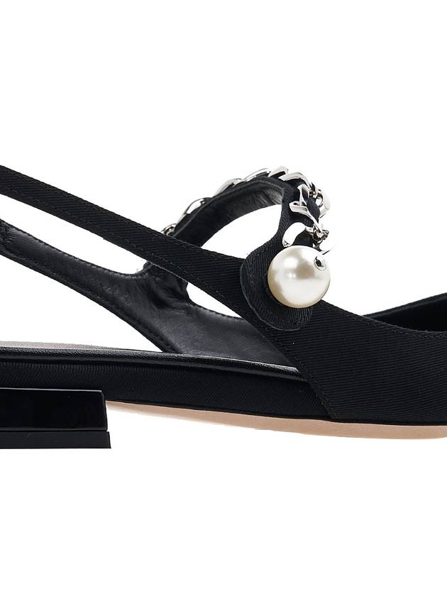 Women's Patent Velvet Leather Slingback Flat Black - MIU MIU - BALAAN 11