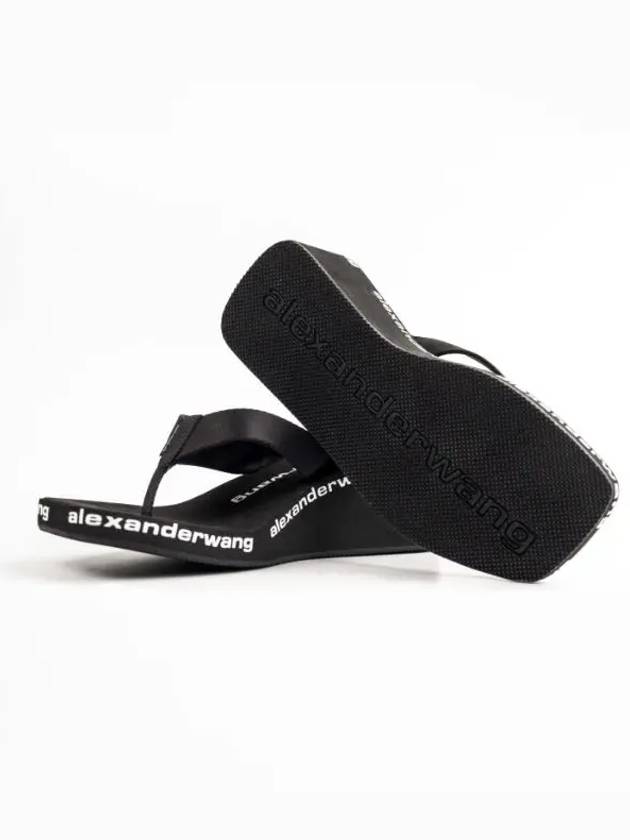 Logo Print Wedge Flip Flops Black - ALEXANDER WANG - BALAAN 7