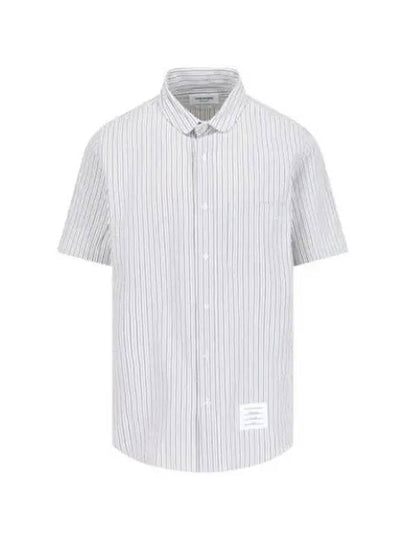 Men's Striped Short Sleeve Shirt White - THOM BROWNE - BALAAN 2