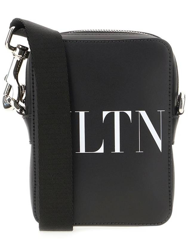 VLTN Logo Print Leather Cross Bag Black - VALENTINO - BALAAN 2