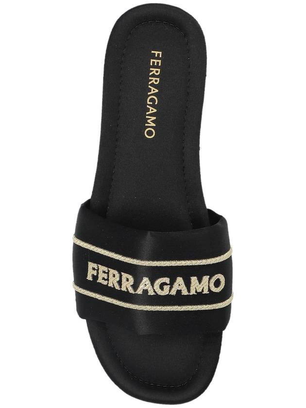 FERRAGAMO Satin Mules With Logo, Women's, Black - SALVATORE FERRAGAMO - BALAAN 6