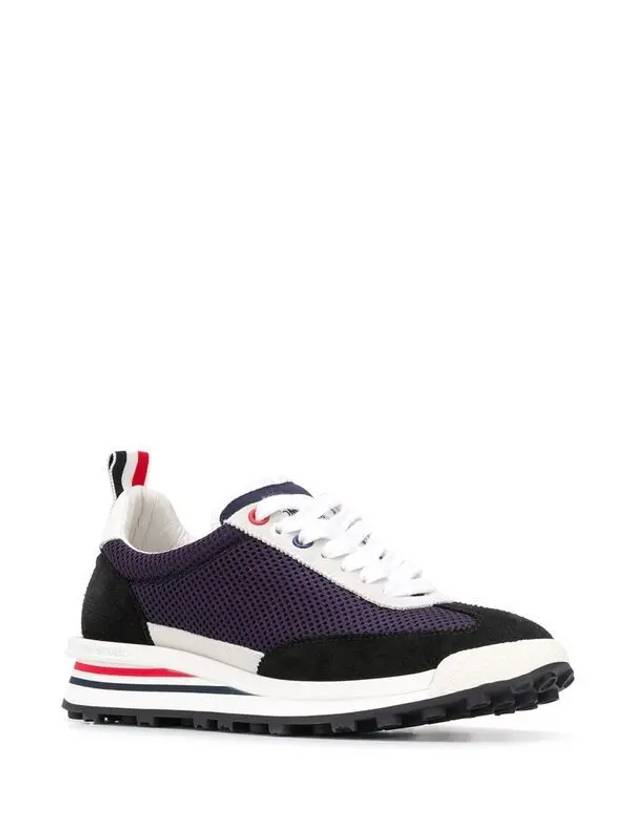 Women's Mesh Suede Back Unlined Tech Runner Low Top Sneakers Navy - THOM BROWNE - BALAAN 4