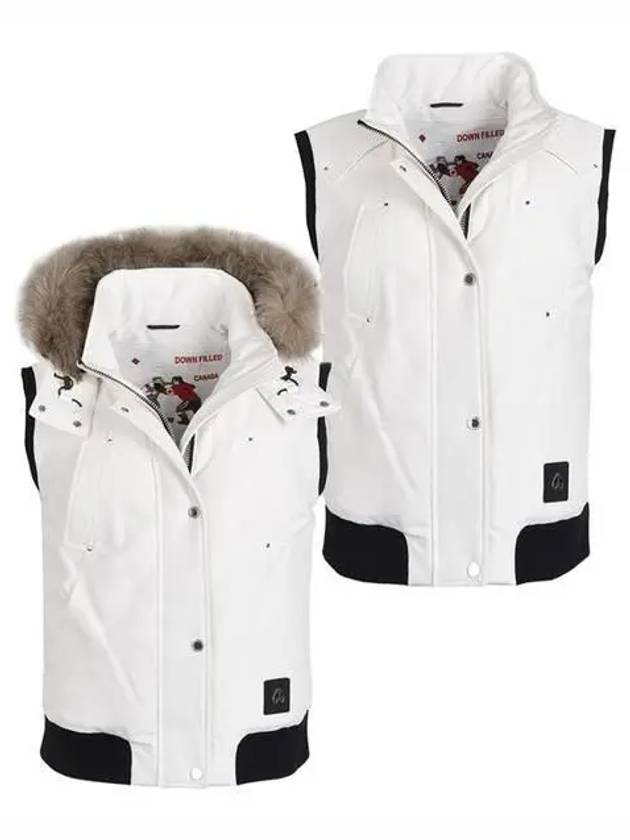 Lexington Logo Patch Cotton Hooded Padding Vest Ivory - MOOSE KNUCKLES - BALAAN 2