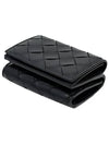 Tiny Tri-Fold Zipper Half Wallet Black - BOTTEGA VENETA - BALAAN 6