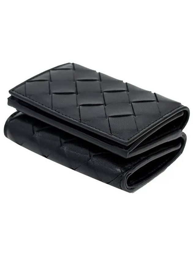 Tiny Tri-Fold Zipper Half Wallet Black - BOTTEGA VENETA - BALAAN 6