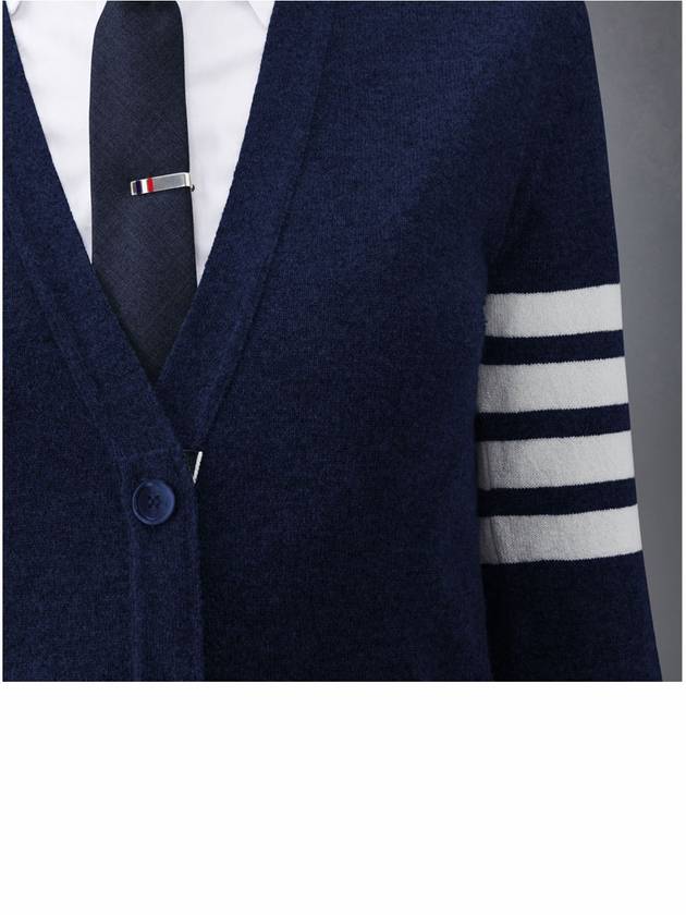 4-Bar V-Neck Cashmere Cardigan Navy - THOM BROWNE - BALAAN 9