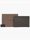 Intrecciato Weaving Zipper Medium Clutch Bag Brown - BOTTEGA VENETA - BALAAN 4