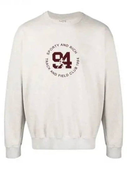 Track Field Flock Crew Neck Cotton Sweatshirt Light Oatmeal - SPORTY & RICH - BALAAN 2