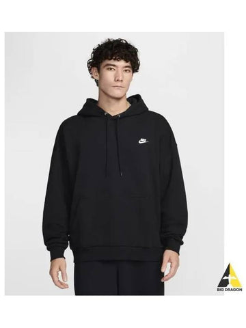 Club Fleece Oversized French Terry Pullover Hoodie M Black White HJ1817 010 - NIKE - BALAAN 1