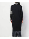 Cotton Crepe Milano Stitch 4-Bar Long V-Neck Cardigan Navy - THOM BROWNE - BALAAN 3