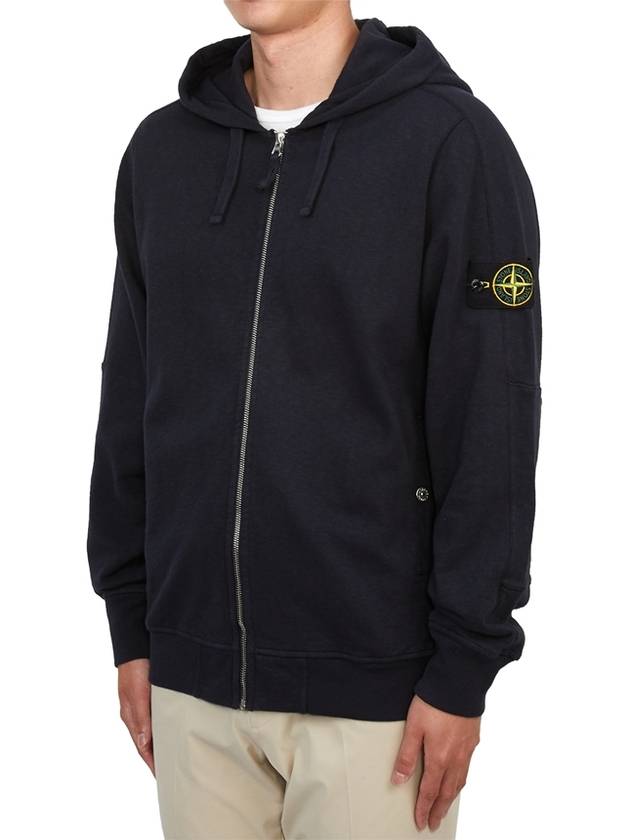 Men's Garment Dyed Malfile Zip Up Hoodie Navy - STONE ISLAND - BALAAN 4