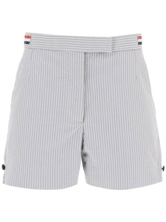 Angled Pocket Thigh Length Shorts Grey - THOM BROWNE - BALAAN 1