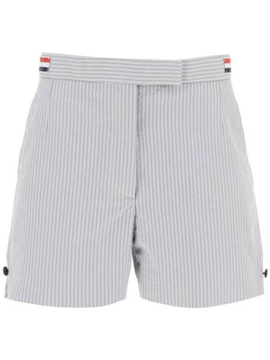 Angled Pocket Thigh Length Shorts Grey - THOM BROWNE - BALAAN 1