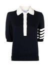 Cotton 4-Bar Hector Polo T- Shirt Navy - THOM BROWNE - BALAAN 2