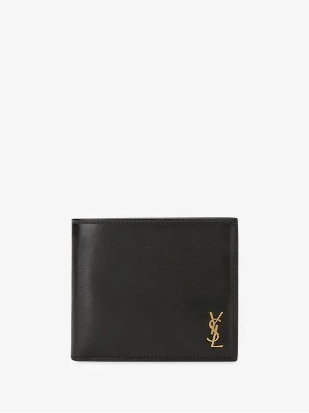 Tiny Cassandre Gold Monogram Half Wallet Black - SAINT LAURENT - BALAAN 4