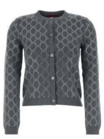 GG Crystal Embroidered Wool Cardigan Gray - GUCCI - BALAAN 2